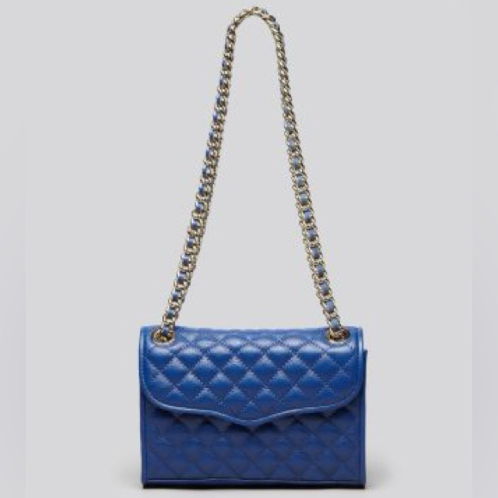 Rebecca Minkoff Quilted Mini Affair Shoulder Crossbody Bag in Navy / Gold